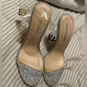 White and Silver with Clear Heel